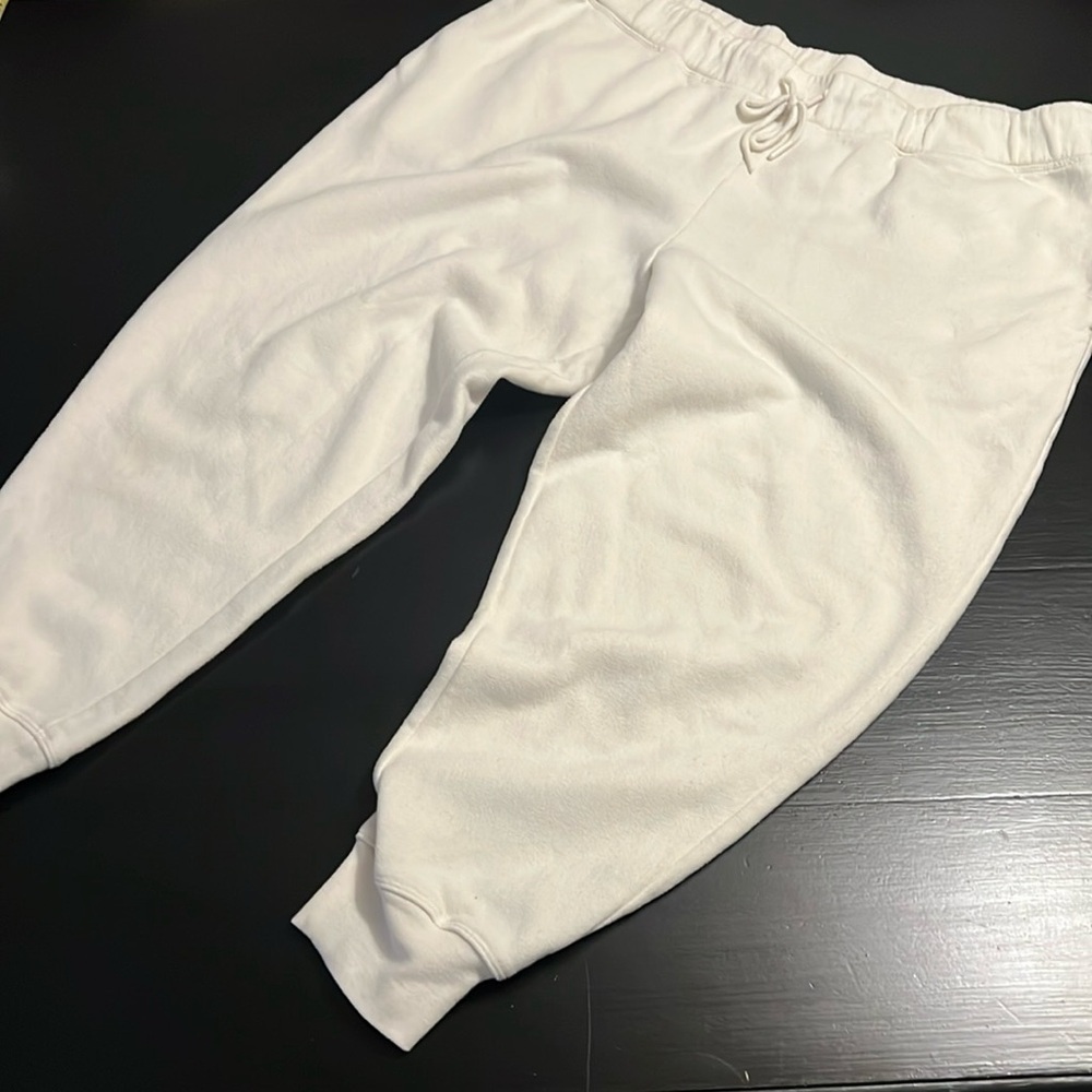 EVRI Womens Plus Size 1X White Fleece‎ Joggers Elastic Waist Sweatpants